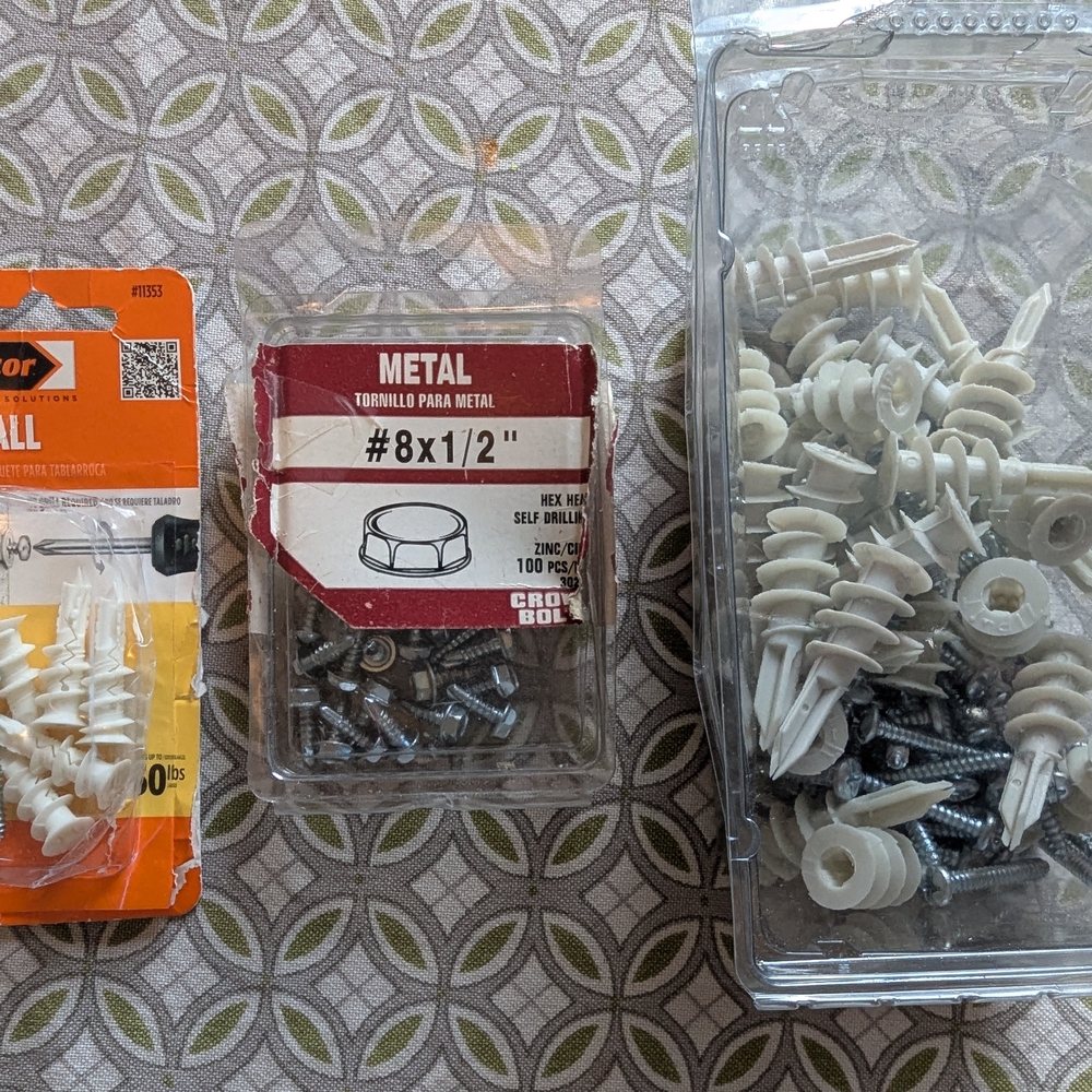 Assorted Wall Anchors and Screws Set. For Construction, Renovation, Hanging.